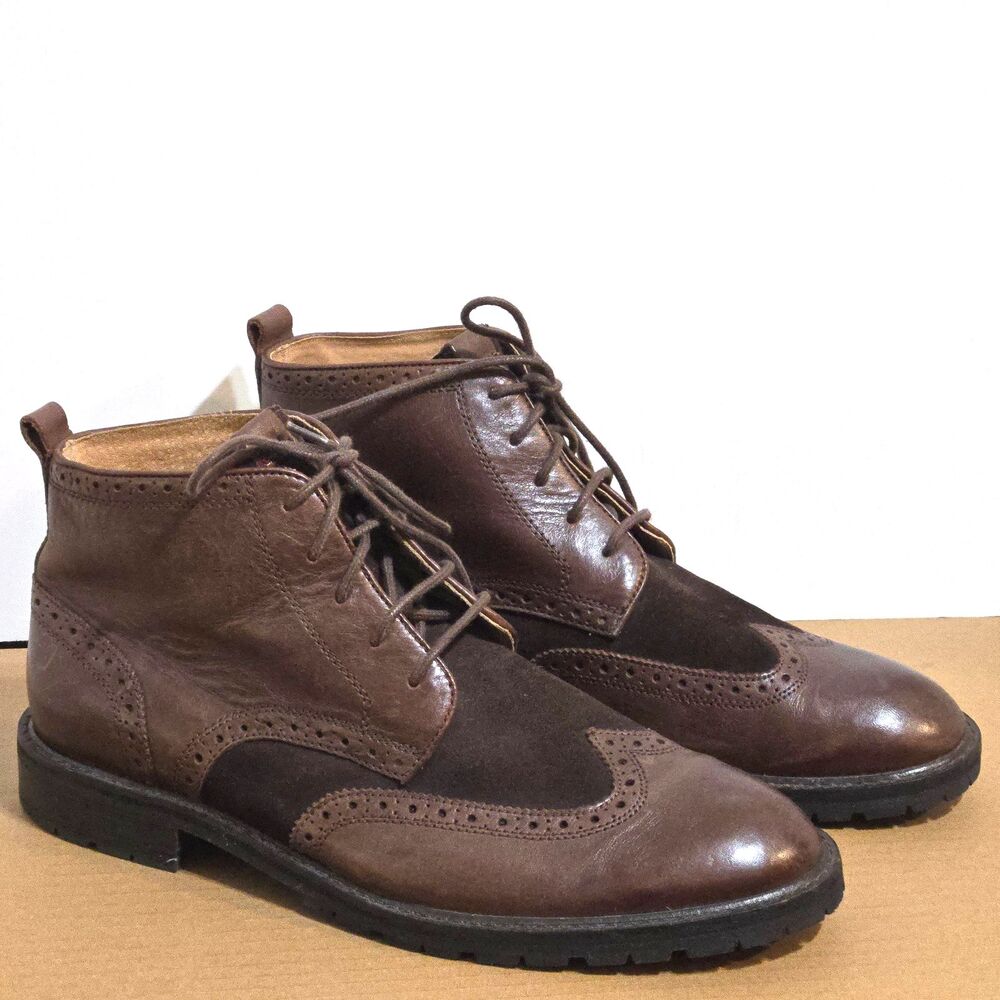 Florsheim Limited Mens Sz 10D Brown Leather Wingtip Lace Up Chukka Ankle Boots